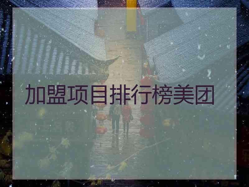 加盟项目排行榜美团