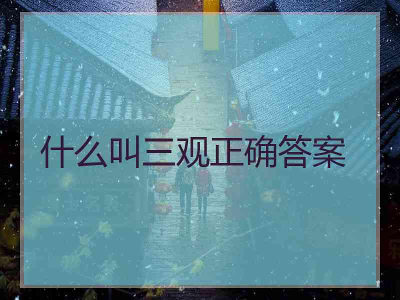 什么叫三观正确答案