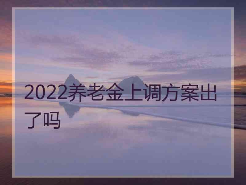 2022养老金上调方案出了吗