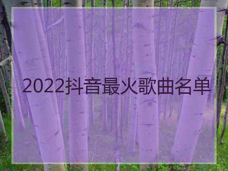 2022抖音最火歌曲名单