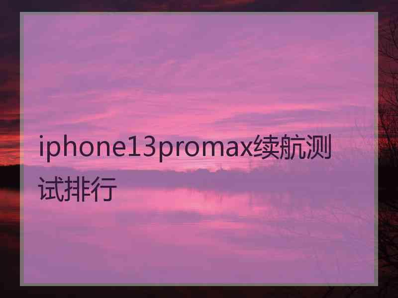 iphone13promax续航测试排行