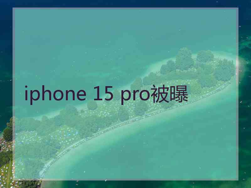 iphone 15 pro被曝