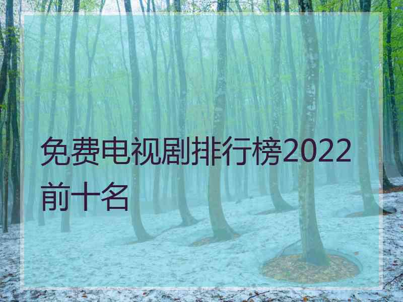 免费电视剧排行榜2022前十名