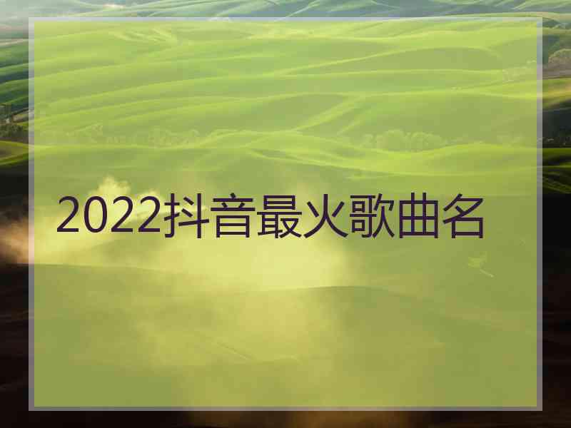 2022抖音最火歌曲名